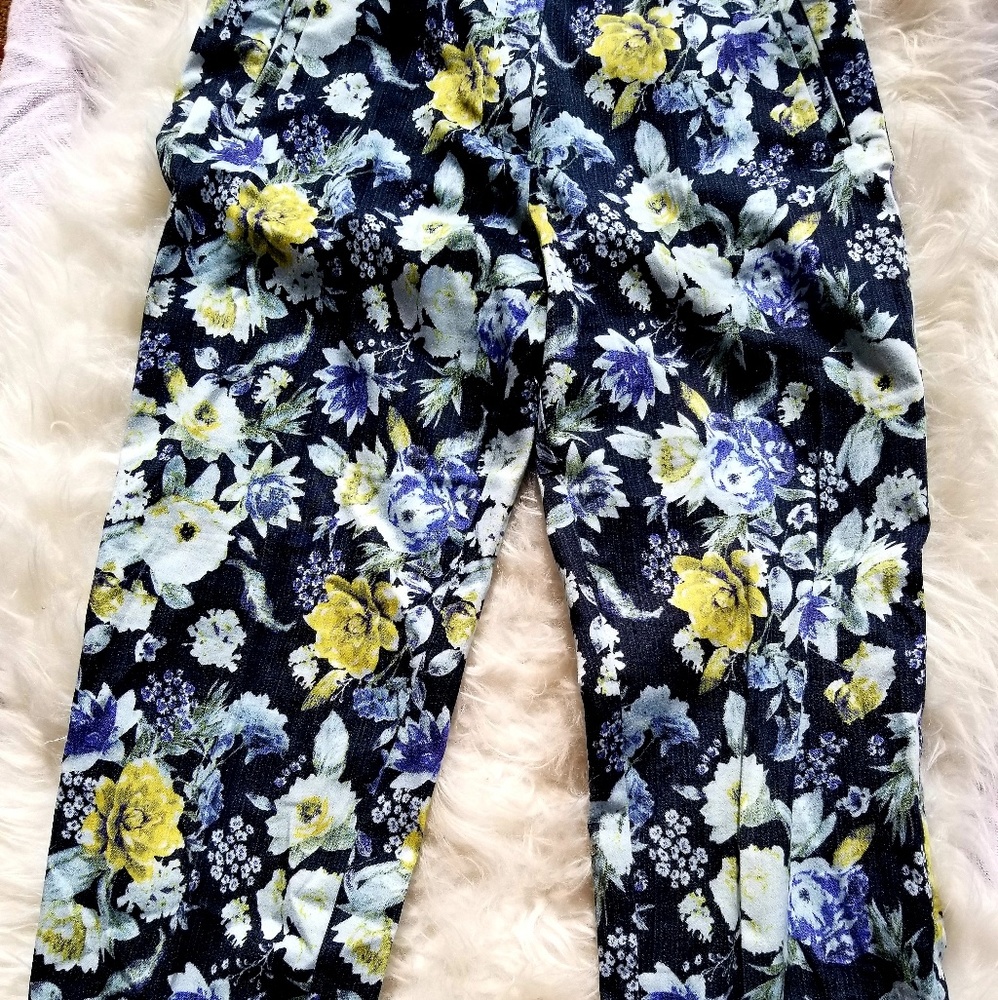 H&M Floral Cigarette Slim-fit Pants